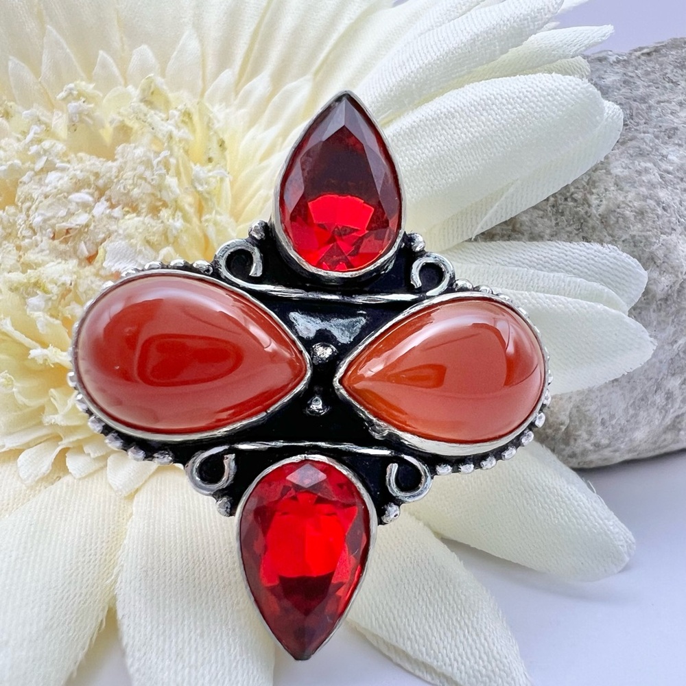 CARNELIAN/GARNET RING - Picture 3 of 11